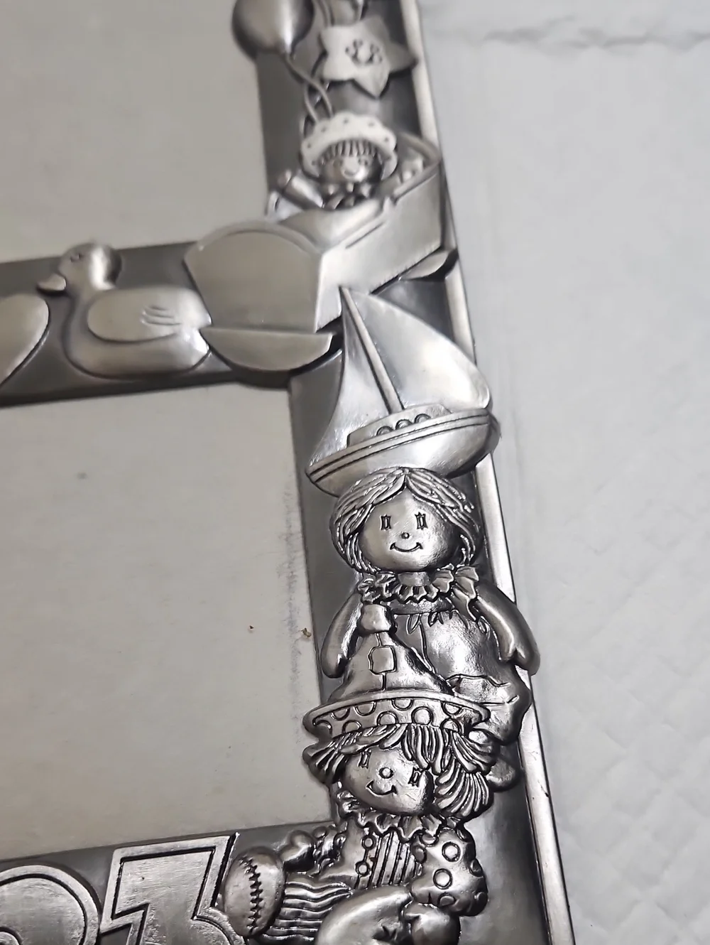 Silver Baby-Themed Double Picture Frame - 123 Design